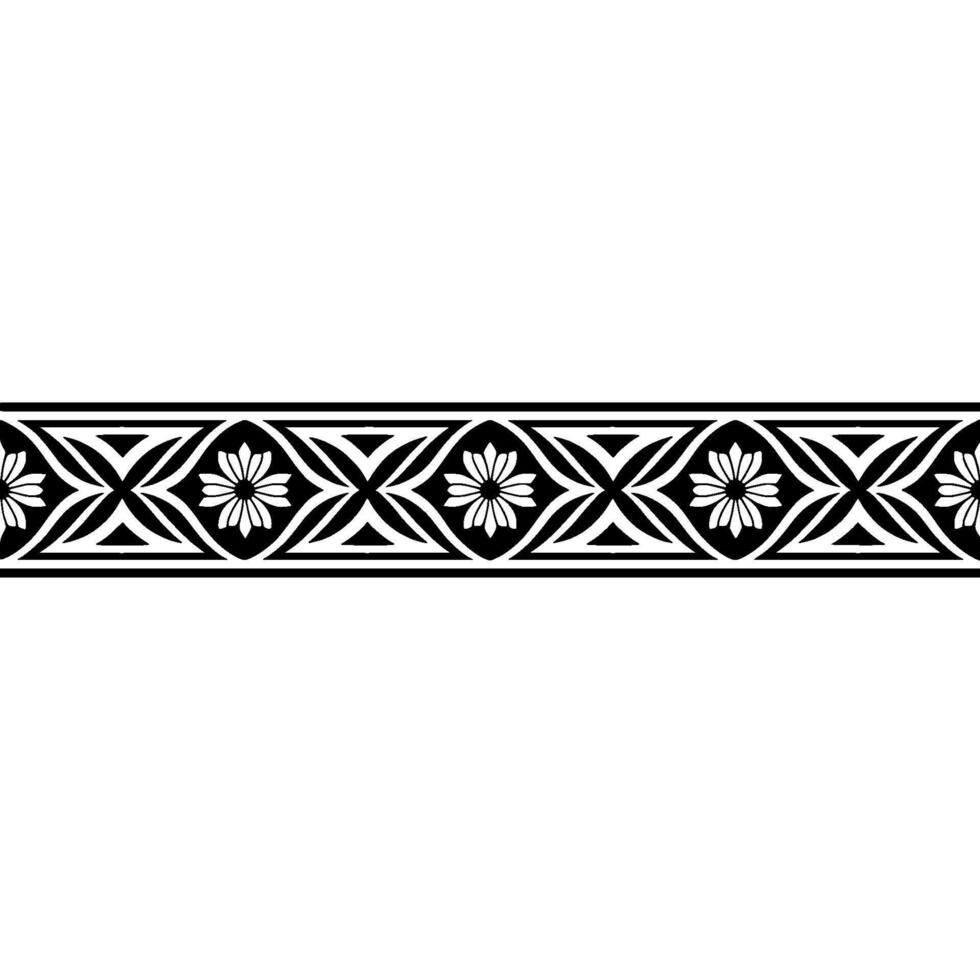 Geometric Border, Floral Motif, Vintage , Elegant Pattern vector