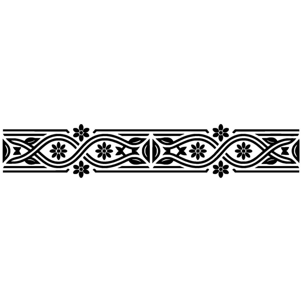 Elegant Black Decorative Border, Vintage Style - Floral vector