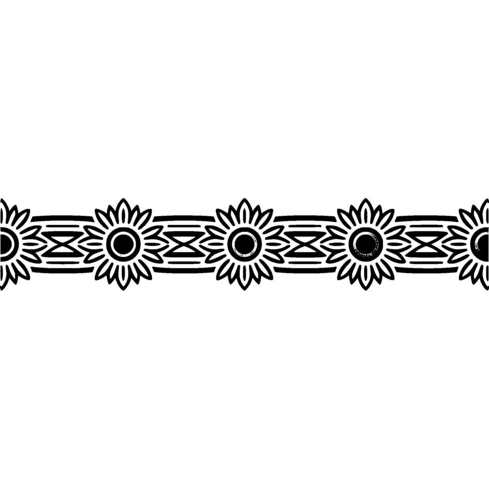 Geometric Sunflower Border, Intricate Pattern, Minimalist vector