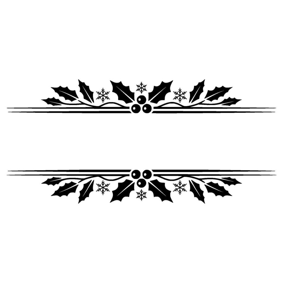 Elegant Winter Border Holly Snowflake vector