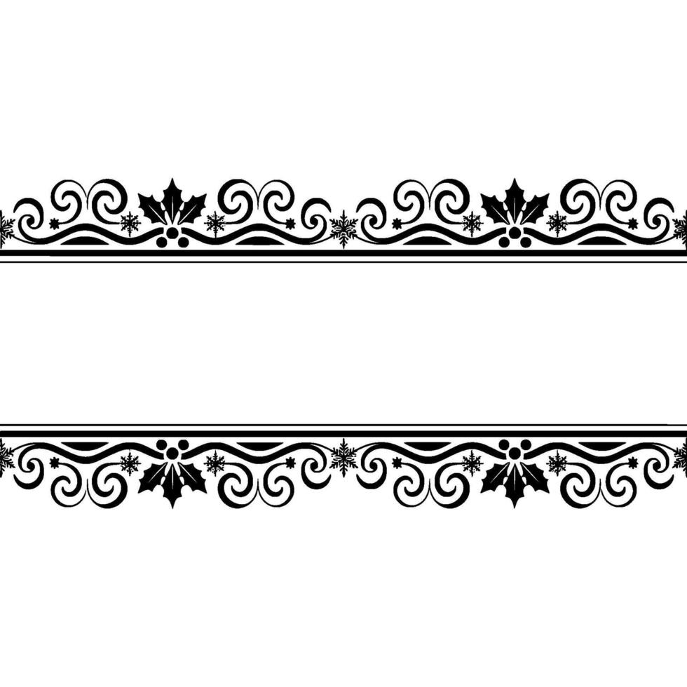Elegant Black Holly Border, Festive Element vector