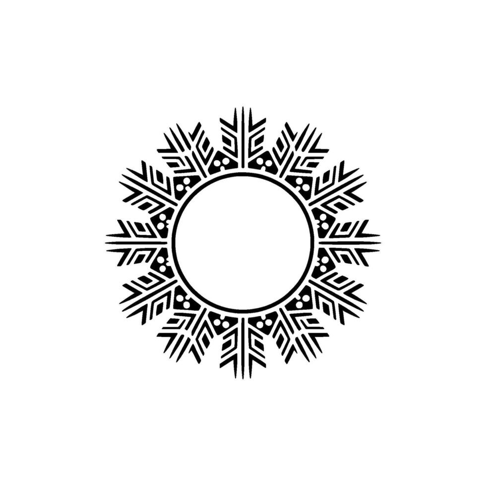 Intricate Floral Circle Frame, Minimalist vector