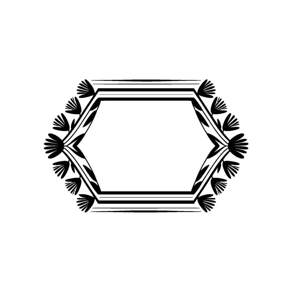 Geometric Hexagon Frame, Stylized Floral Accent vector