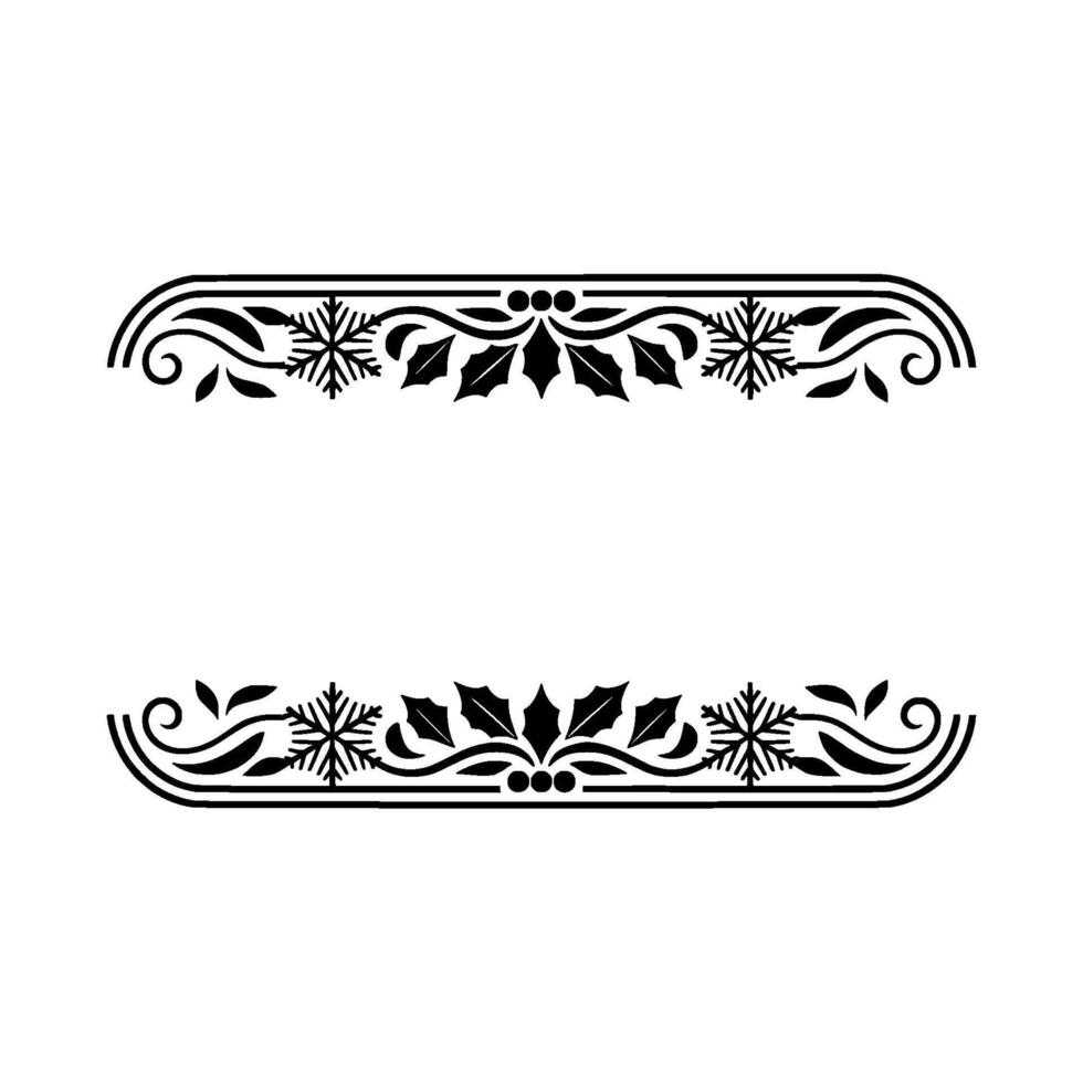 Elegant Winter Border, Holly Snowflake Ornamentation, Decorative vector