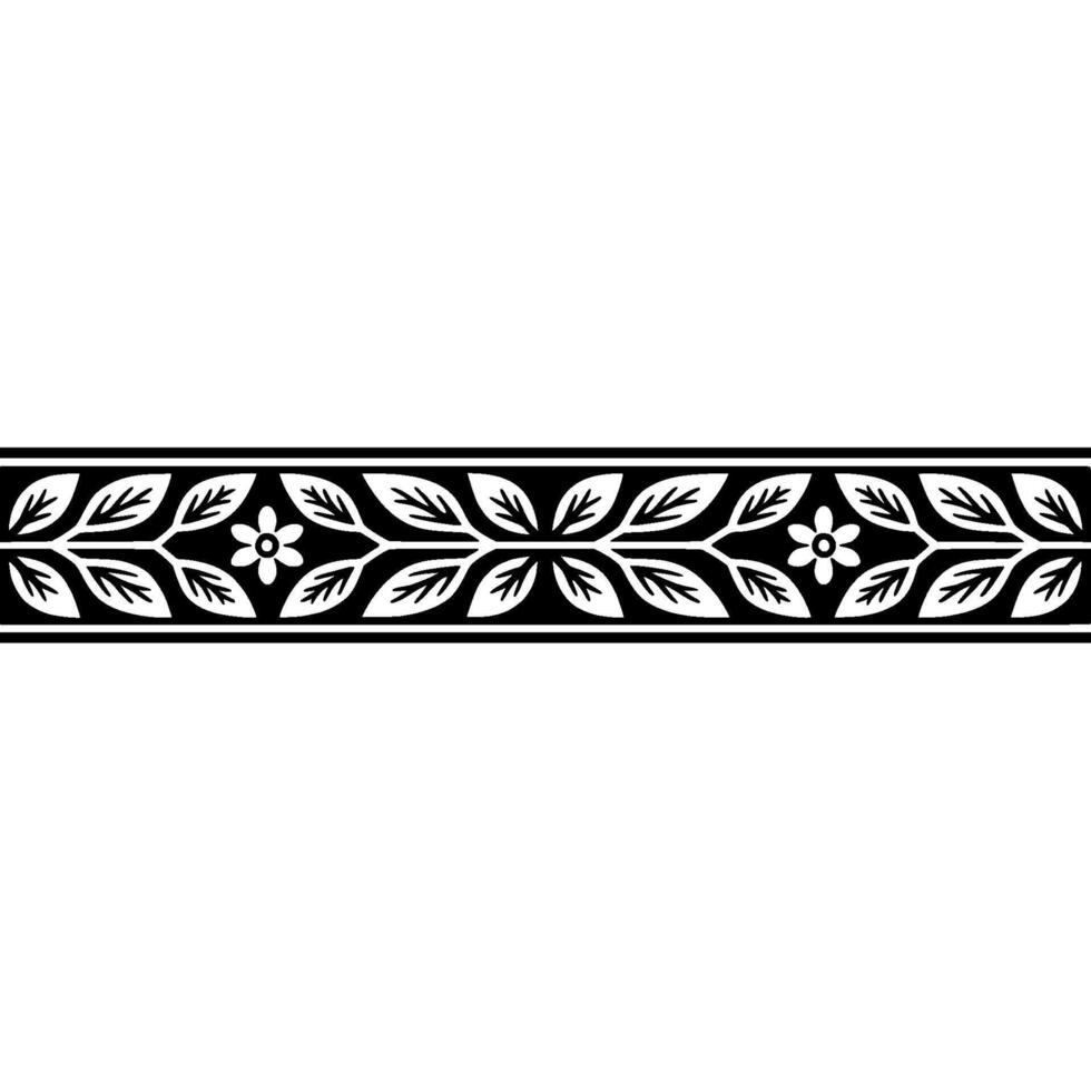 Elegant Botanical Border, Black and White vector