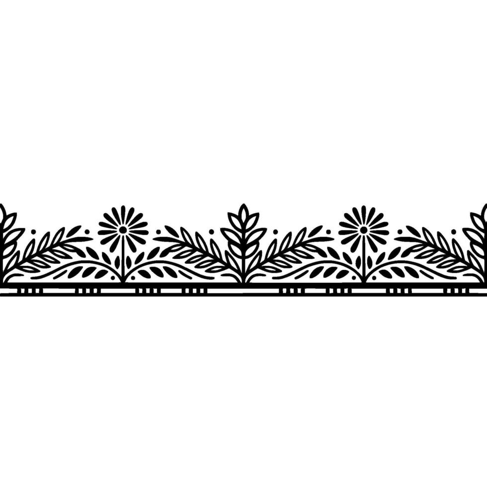 Elegant Botanical Border, Vintage Style, Decorative Element, Lineart vector