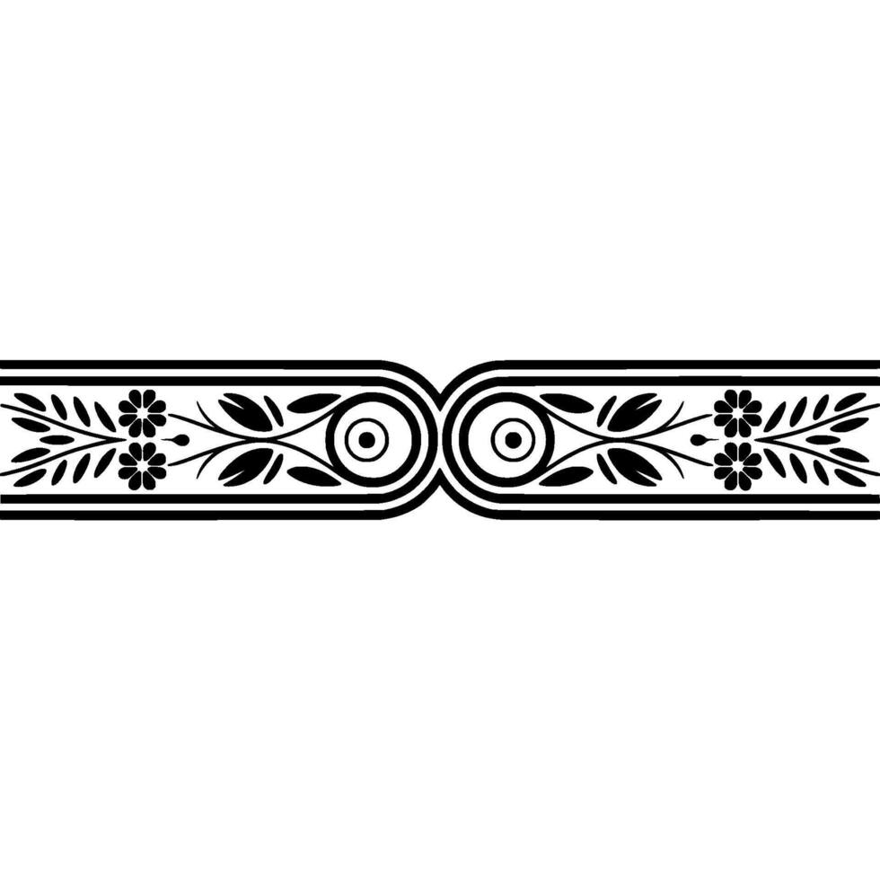 Elegant Botanical Border, Vintage Element, Monochrome vector