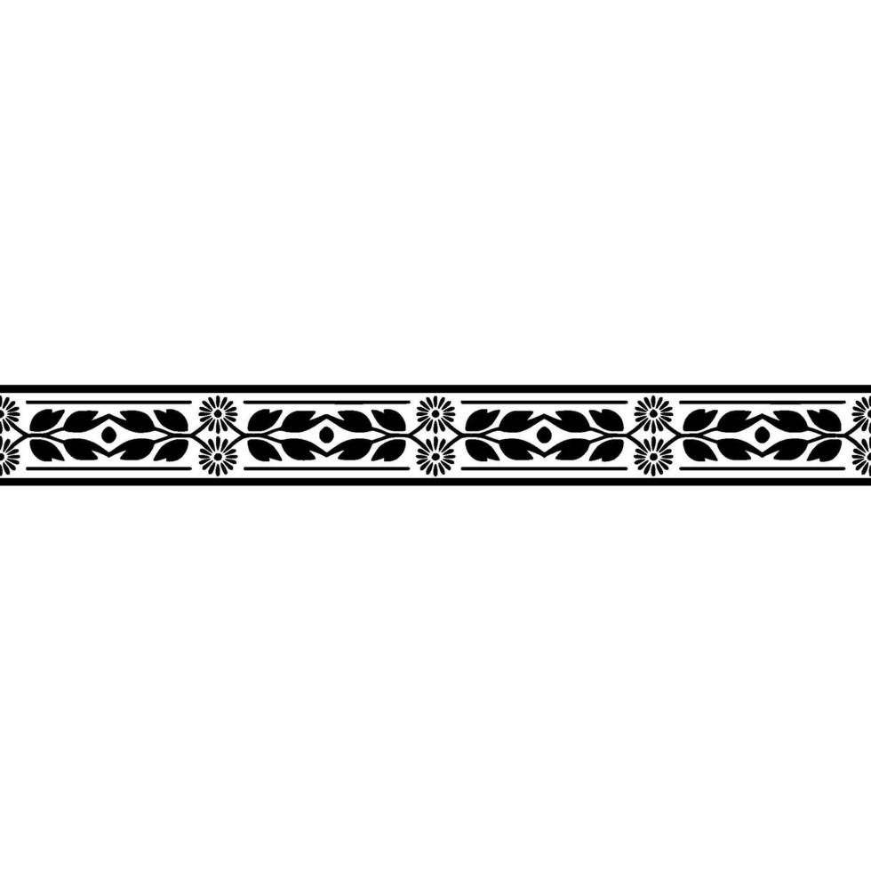 Elegant Black Floral Border, Vintage, Illustration vector