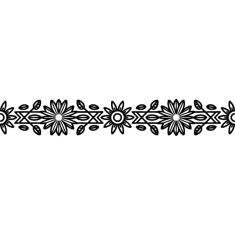 Elegant Floral Border, Vintage Line Art, Decorative Element vector