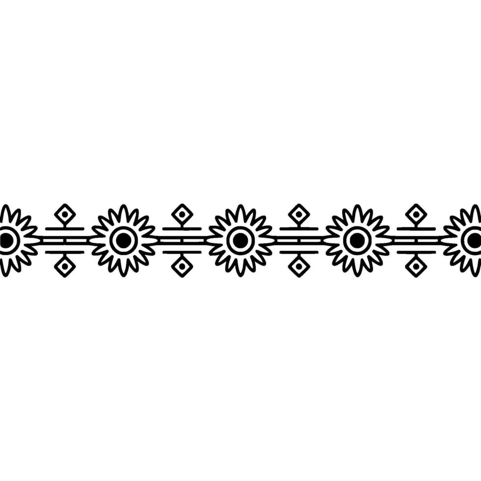Geometric Floral Border, Stylized Tribal Pattern vector
