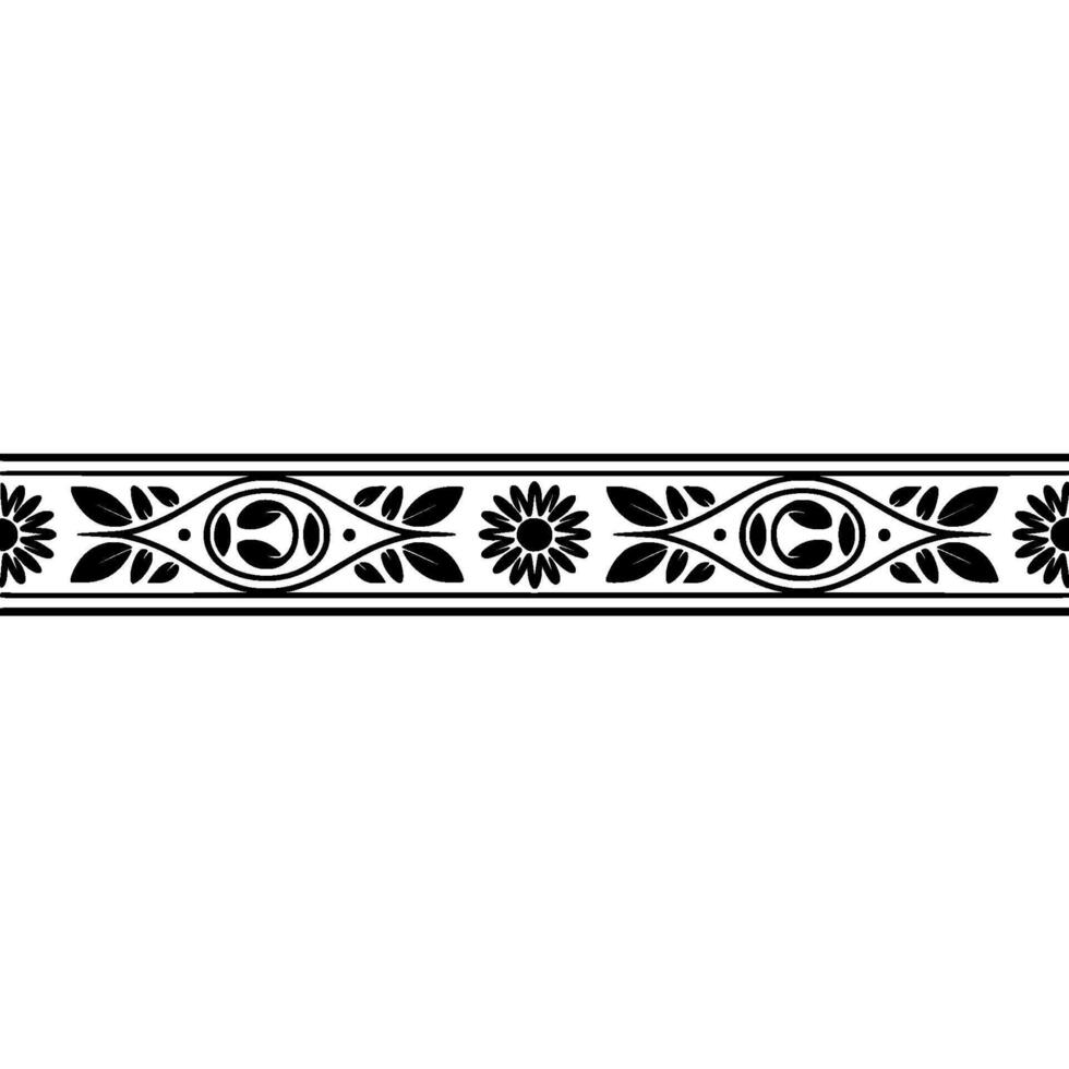 Elegant Black Floral Border, Vintage - Classical vector
