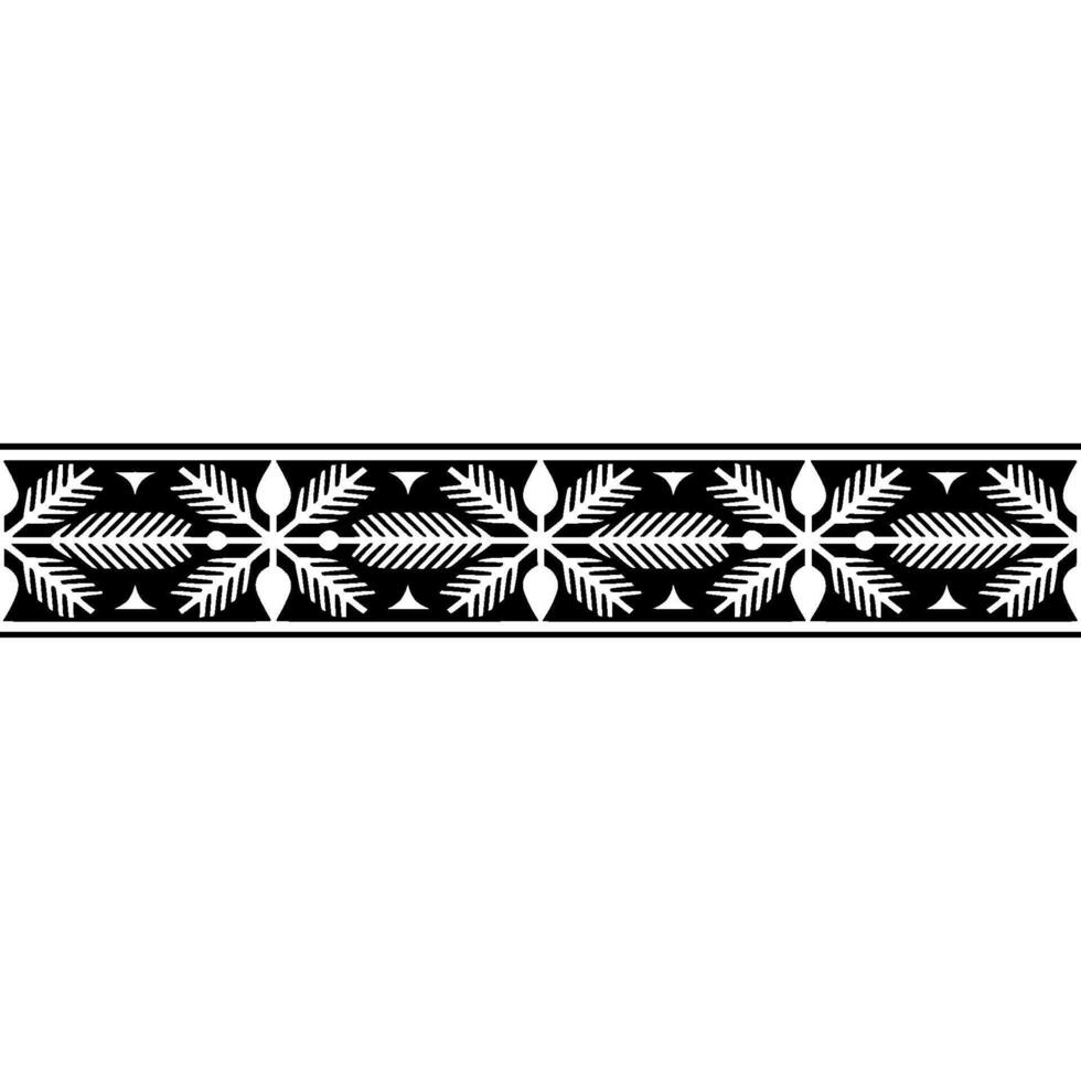 Stylized Black and White Leaf Border, Vintage Element vector