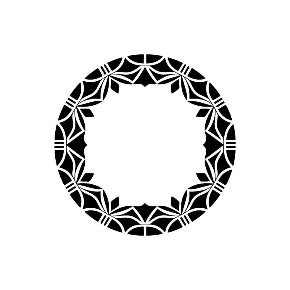 Geometric Black Floral Frame, Minimalist vector