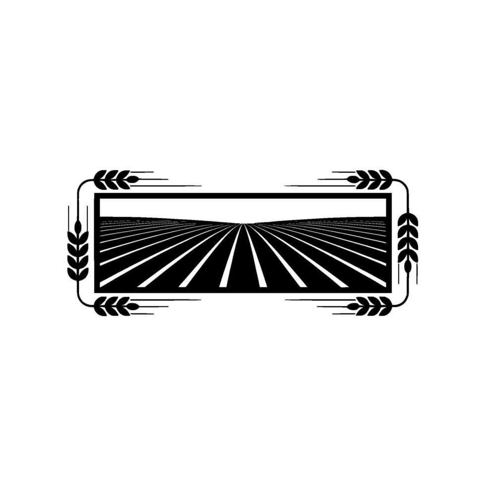 Vintage Agricultural Emblem, Wheat Field Silhouette, Agriculture vector