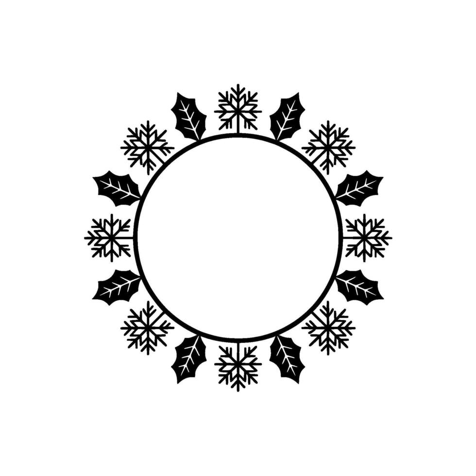 Minimalist Winter Branch Frame, Elegant Circle vector