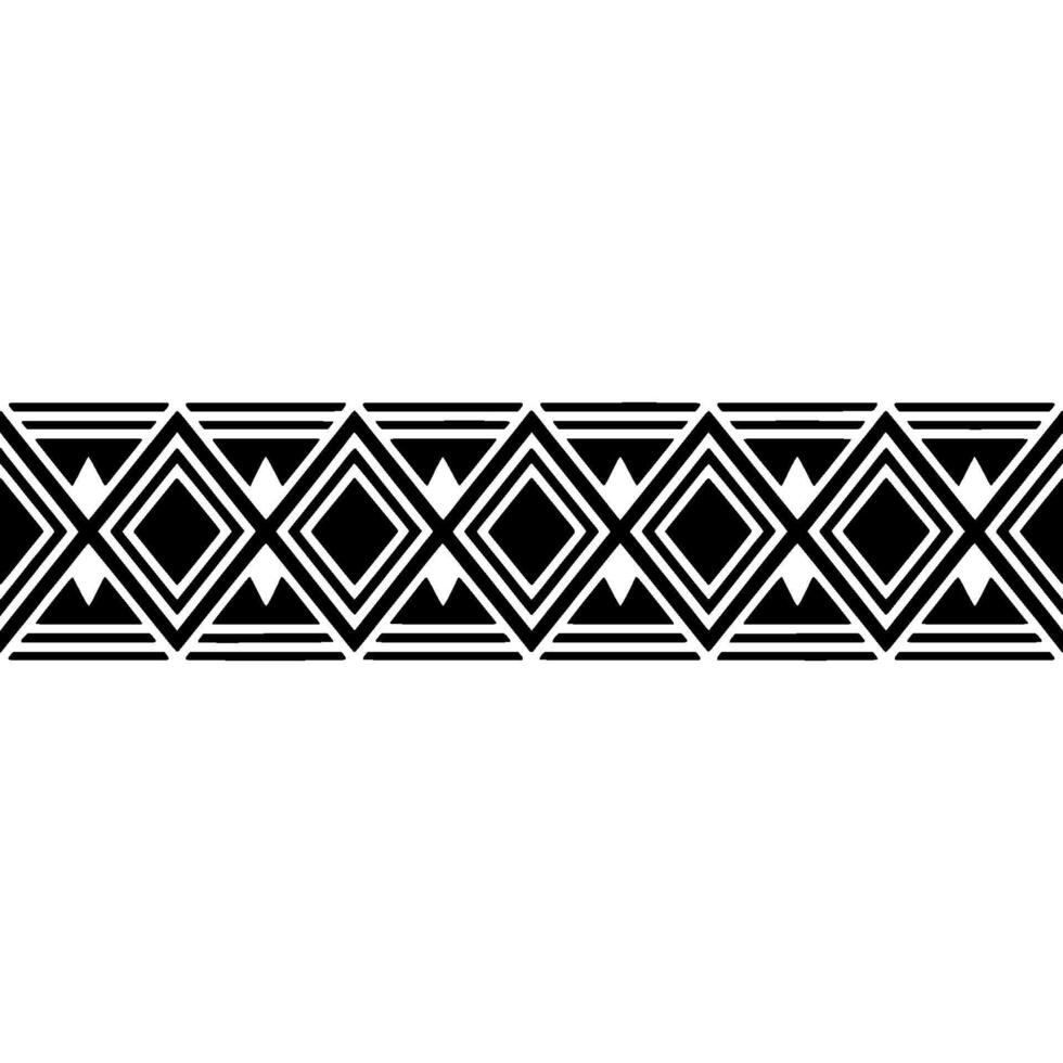 Geometric Tribal Border, Black and White Deco Pattern - Linear vector