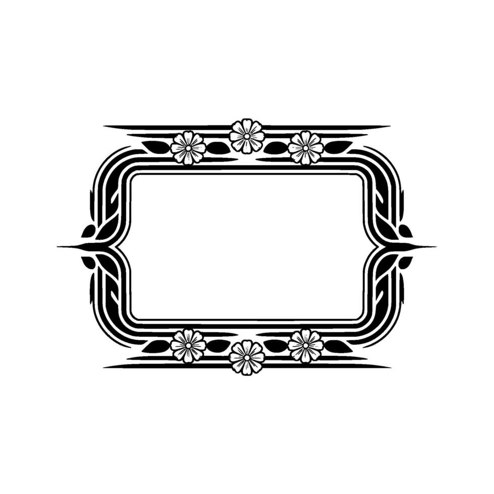 Art Deco Floral Frame, Elegant Border, Symmetry vector