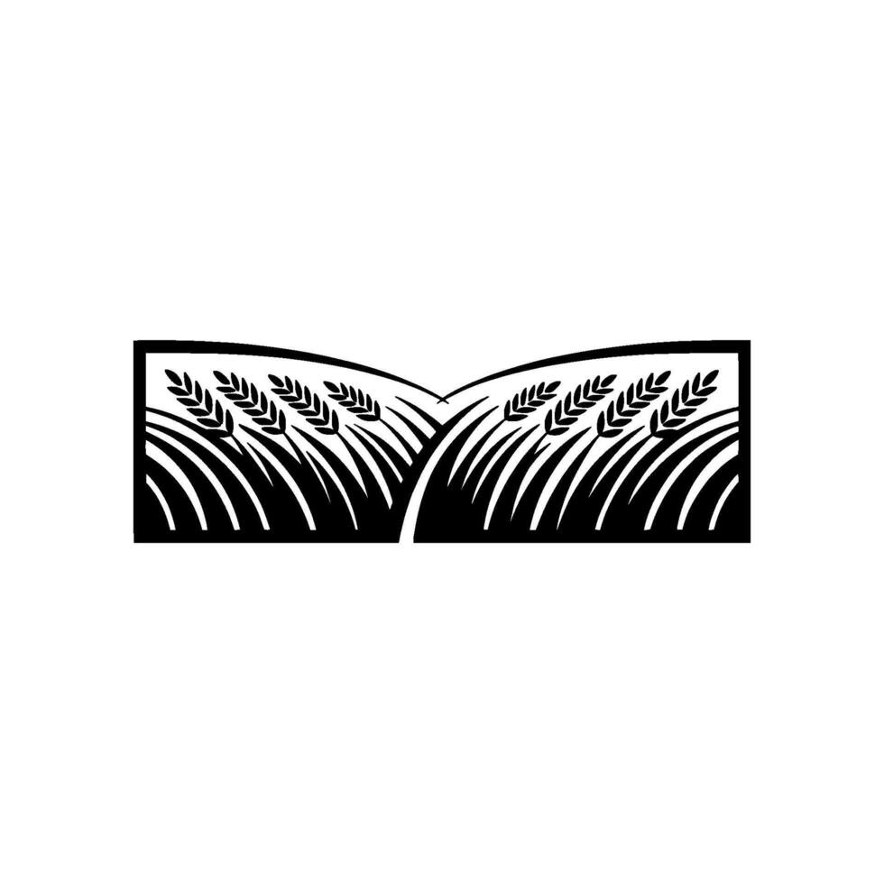 Harvest Silhouette Symbolic Field of Grain Growth vector