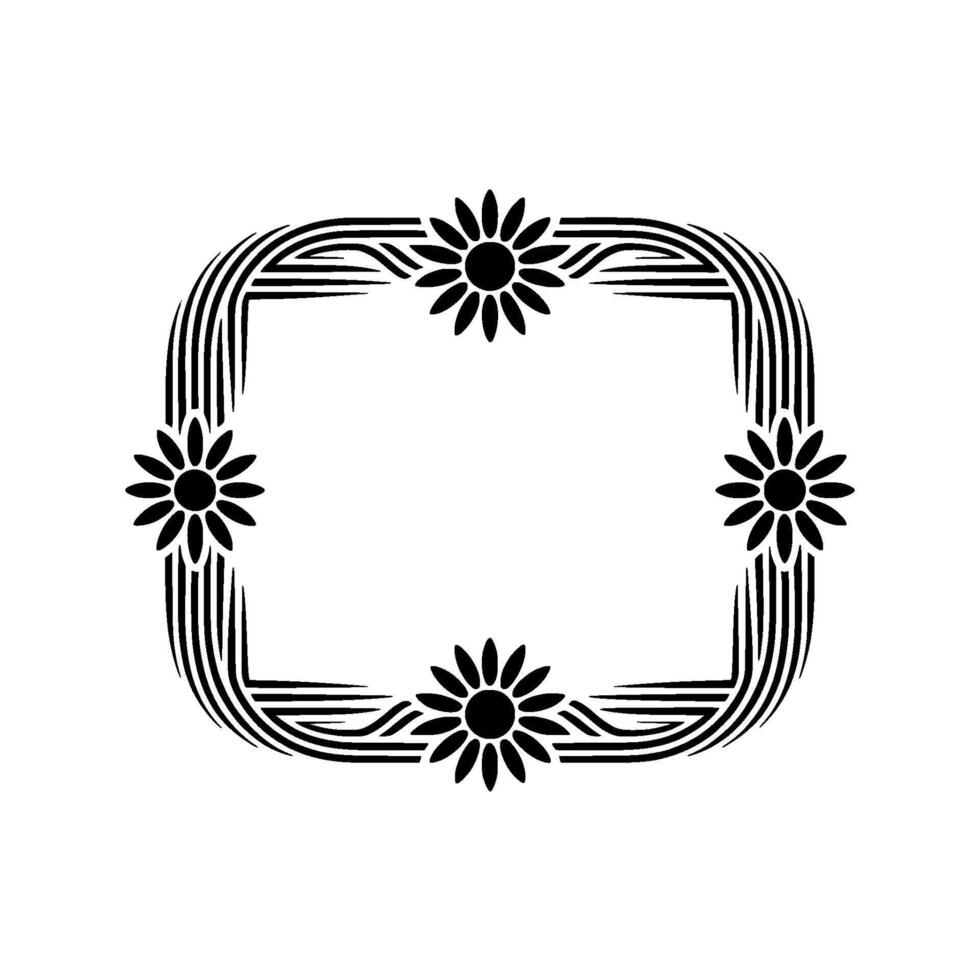 Geometric Sunflower Frame, Minimalist vector