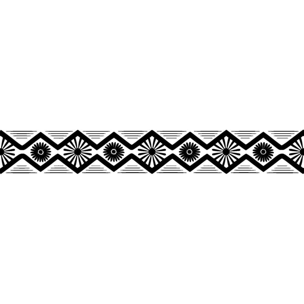 Geometric Tribal Border, Black White, Stylized Pattern vector