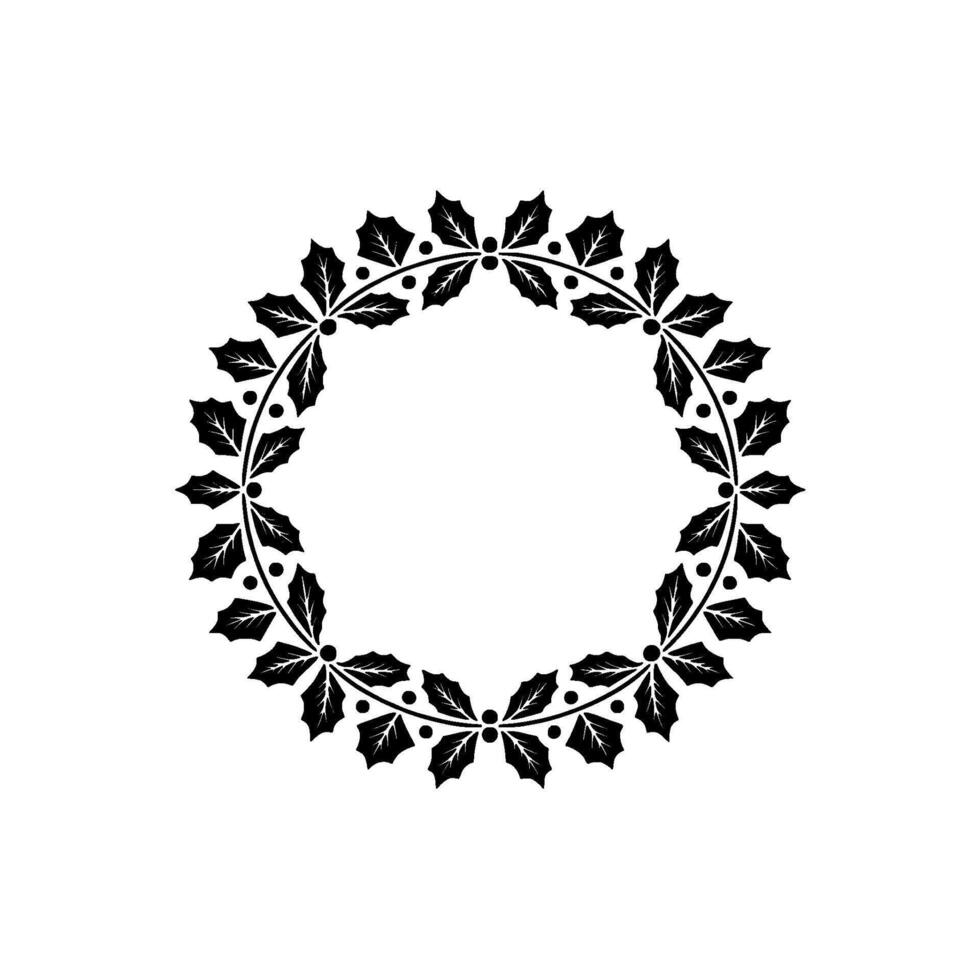 Elegant Holly Wreath, Festive Border, Vintage vector