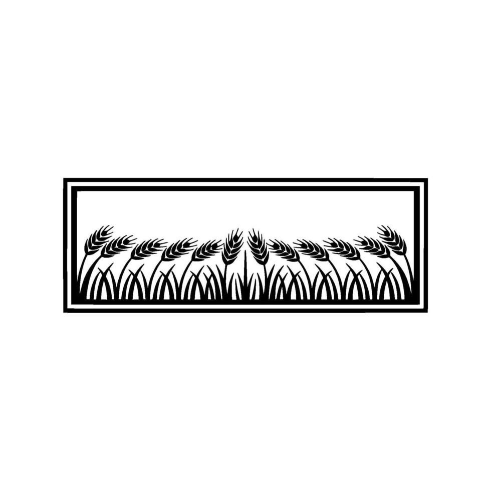 Minimalist Wheat Field Emblem, Agricultural Symbol, Illustration vector