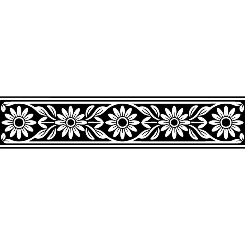 Elegant Floral Border, Vintage Style, Decorative Element - Motif vector