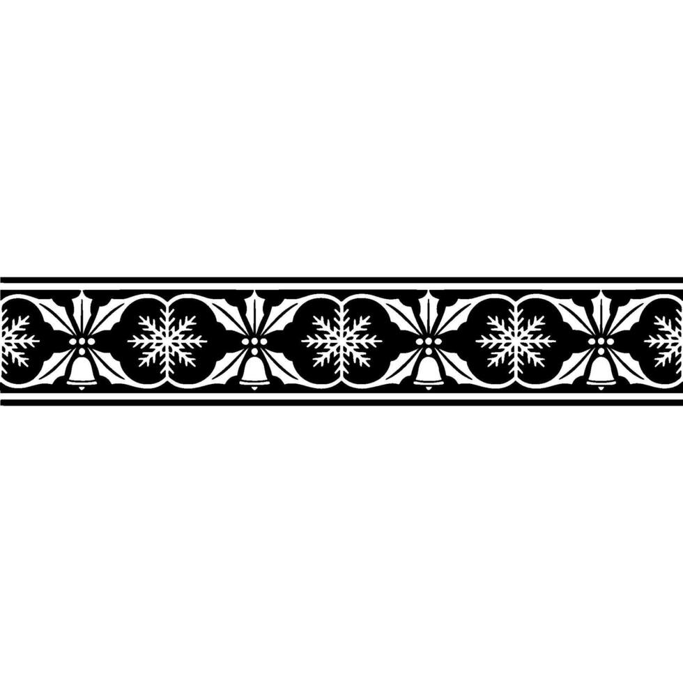 Vintage Christmas Border Bell Snowflake Ornamentation vector