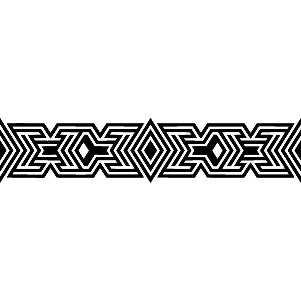 Geometric Deco Border, Minimalist Pattern, Black White, Textile vector