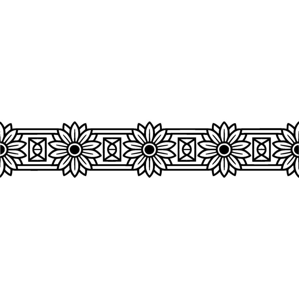 Geometric Floral Border, Vintage Style, Minimalist, Lineart vector