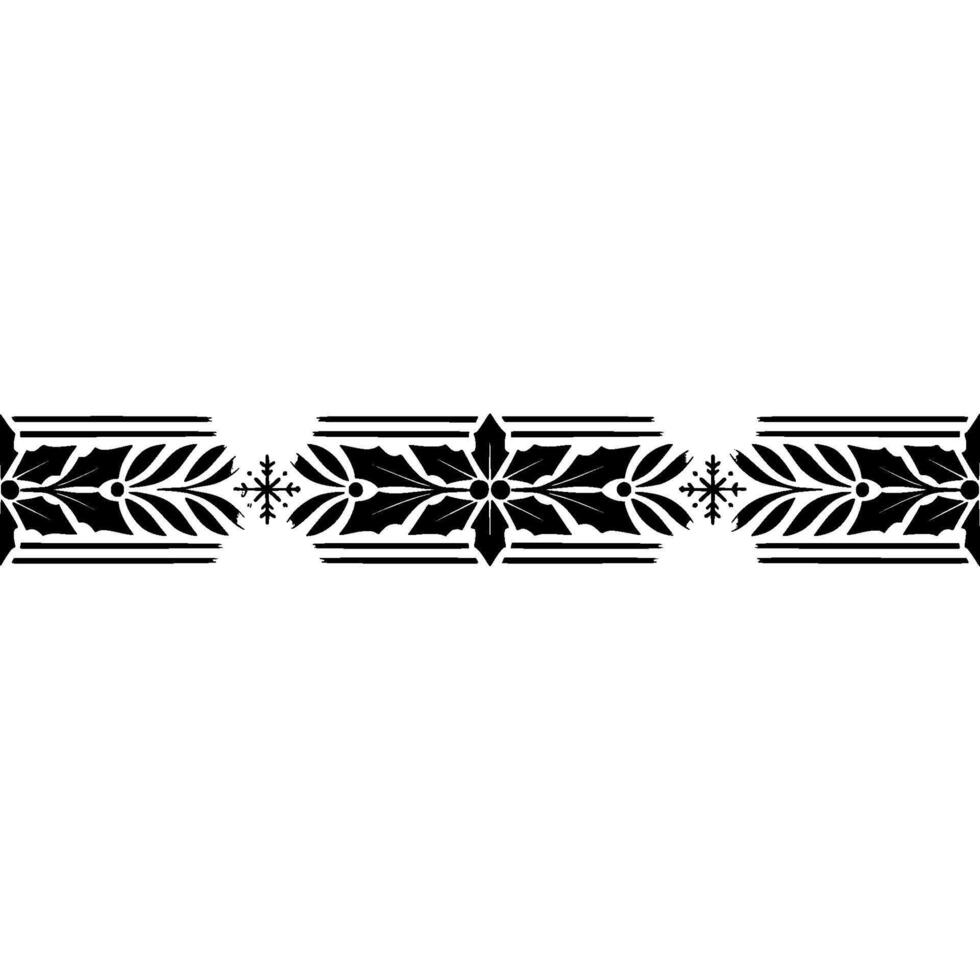 Stylized Winter Border Holly Snowflakes in Black Grey vector