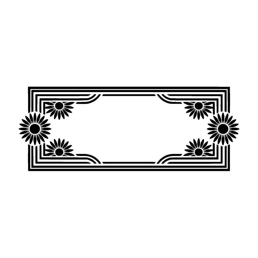 Art Deco Sunflower Frame Elegant Vintage, Geometric vector