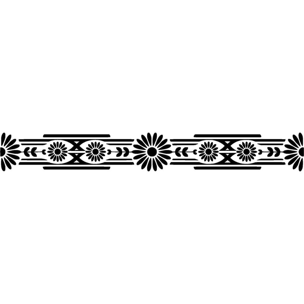 Geometric Floral Border, Vintage Style, Decorative Element, Line vector