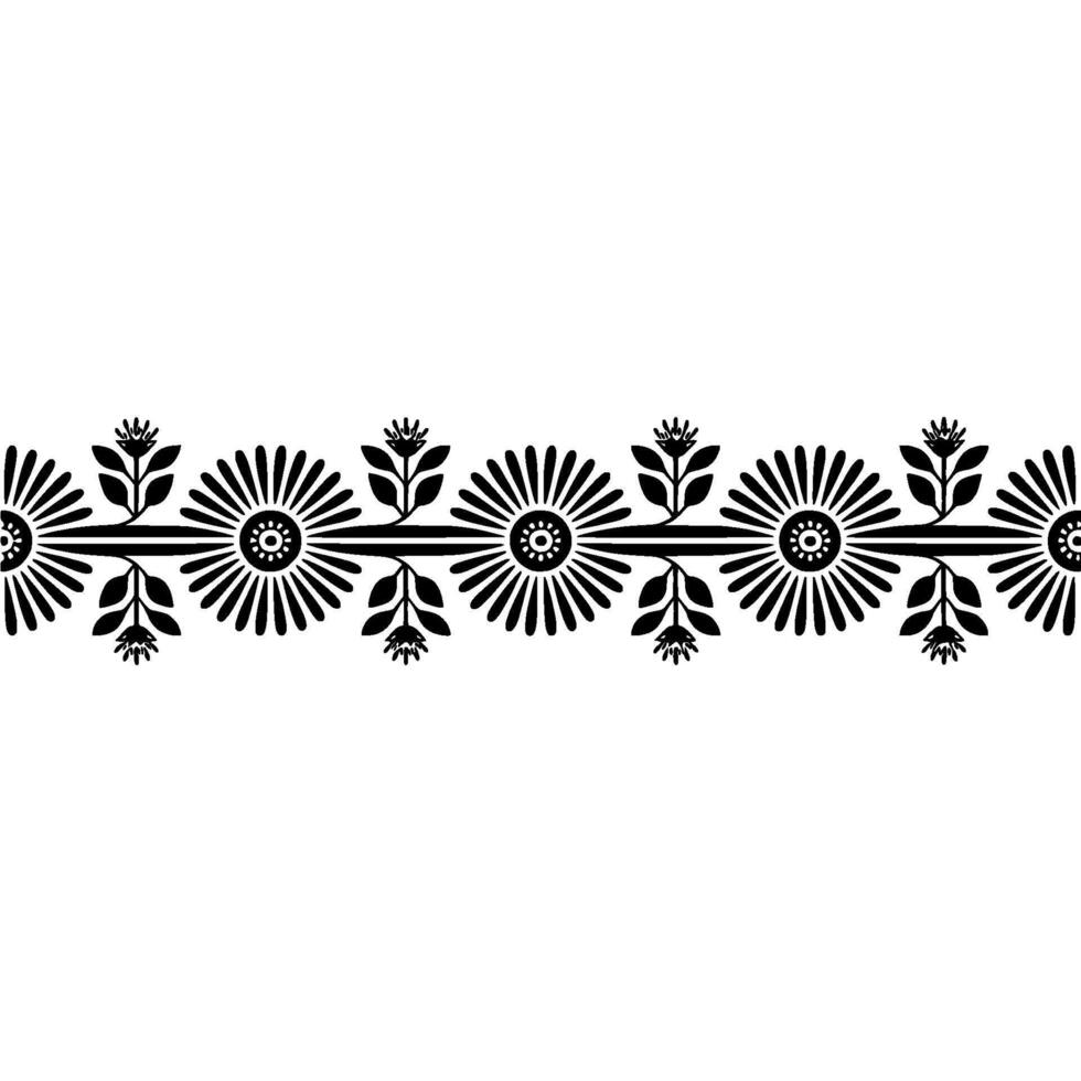 Stylized Floral Border, Minimalist , Decorative Element - Geometric vector