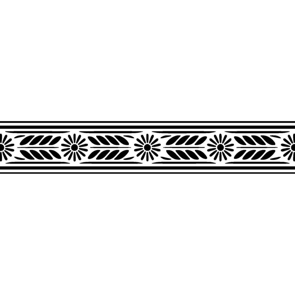 Geometric Border, Stylized Leaf Star Pattern, Minimalist vector