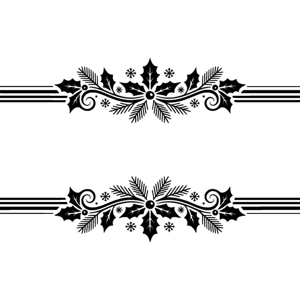 Elegant Holly Border, Vintage Festive, Wreath vector