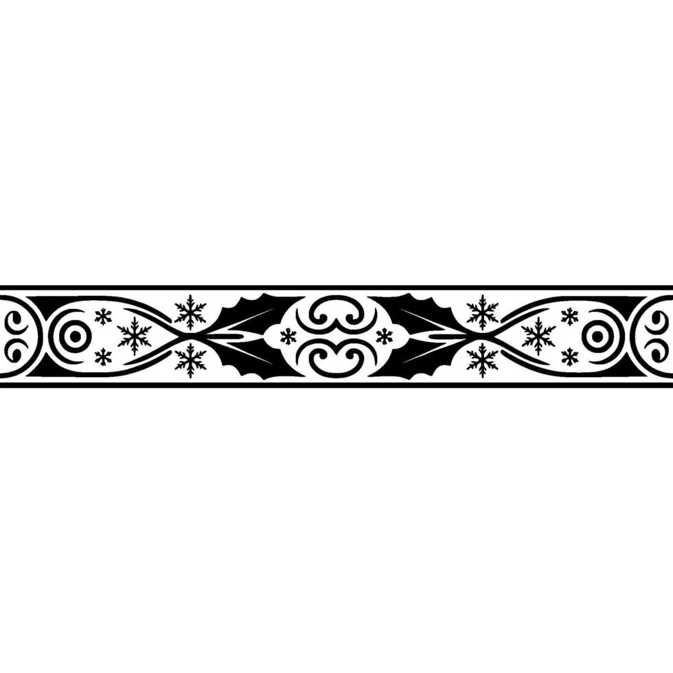 Elegant Winter Border, Holly Snowflake Ornamentation - Decorative vector