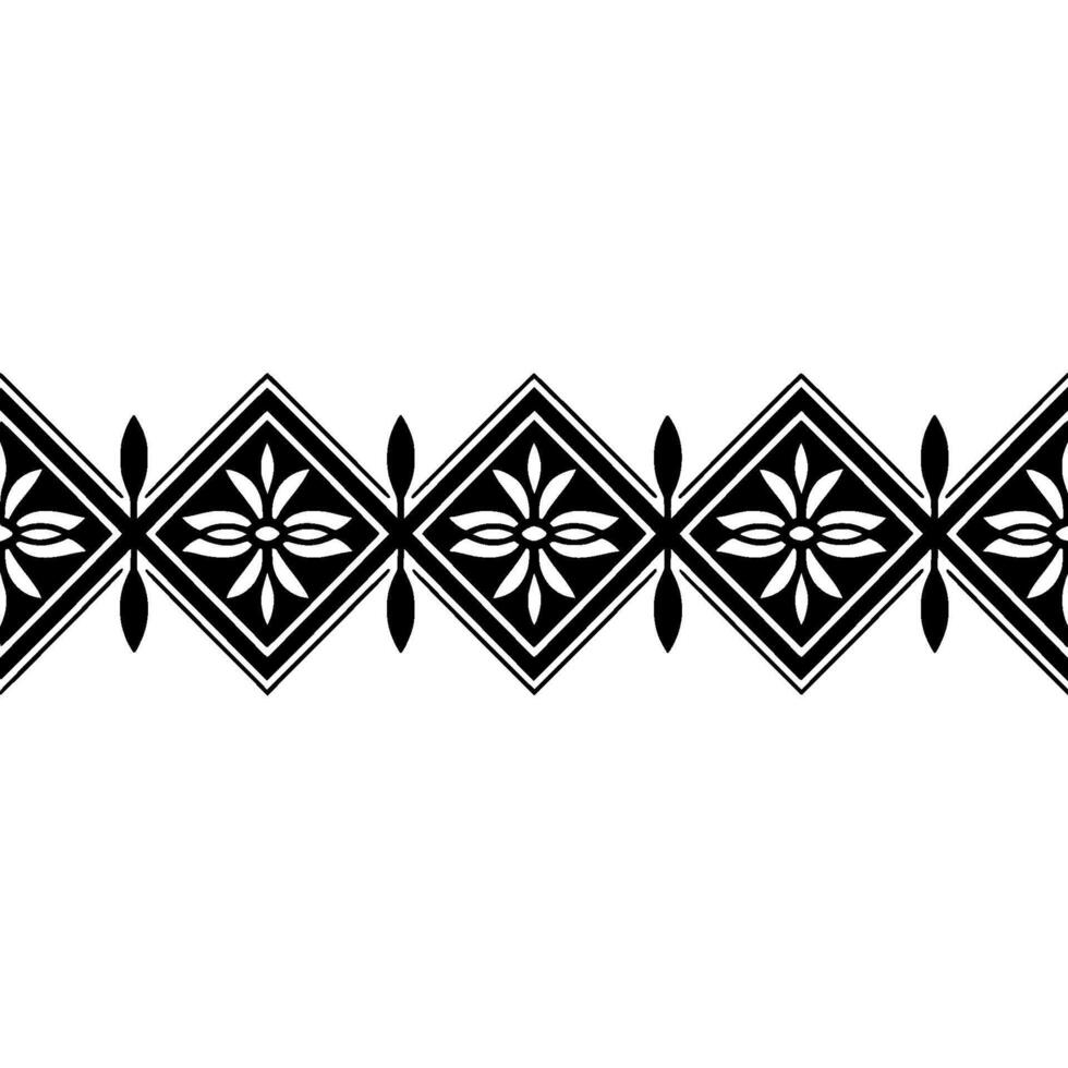 Geometric Border, Stylized Floral Pattern, Minimalist, Diamond vector