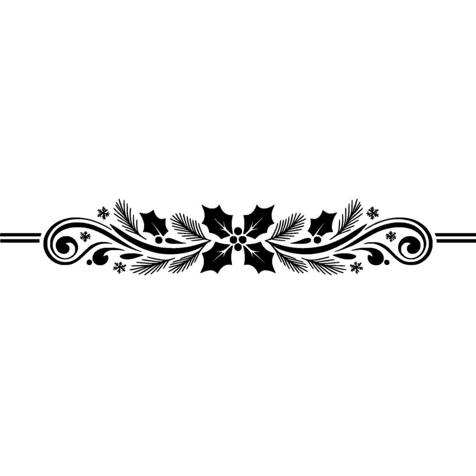 Elegant Holly Swirl Border , Vintage Style vector