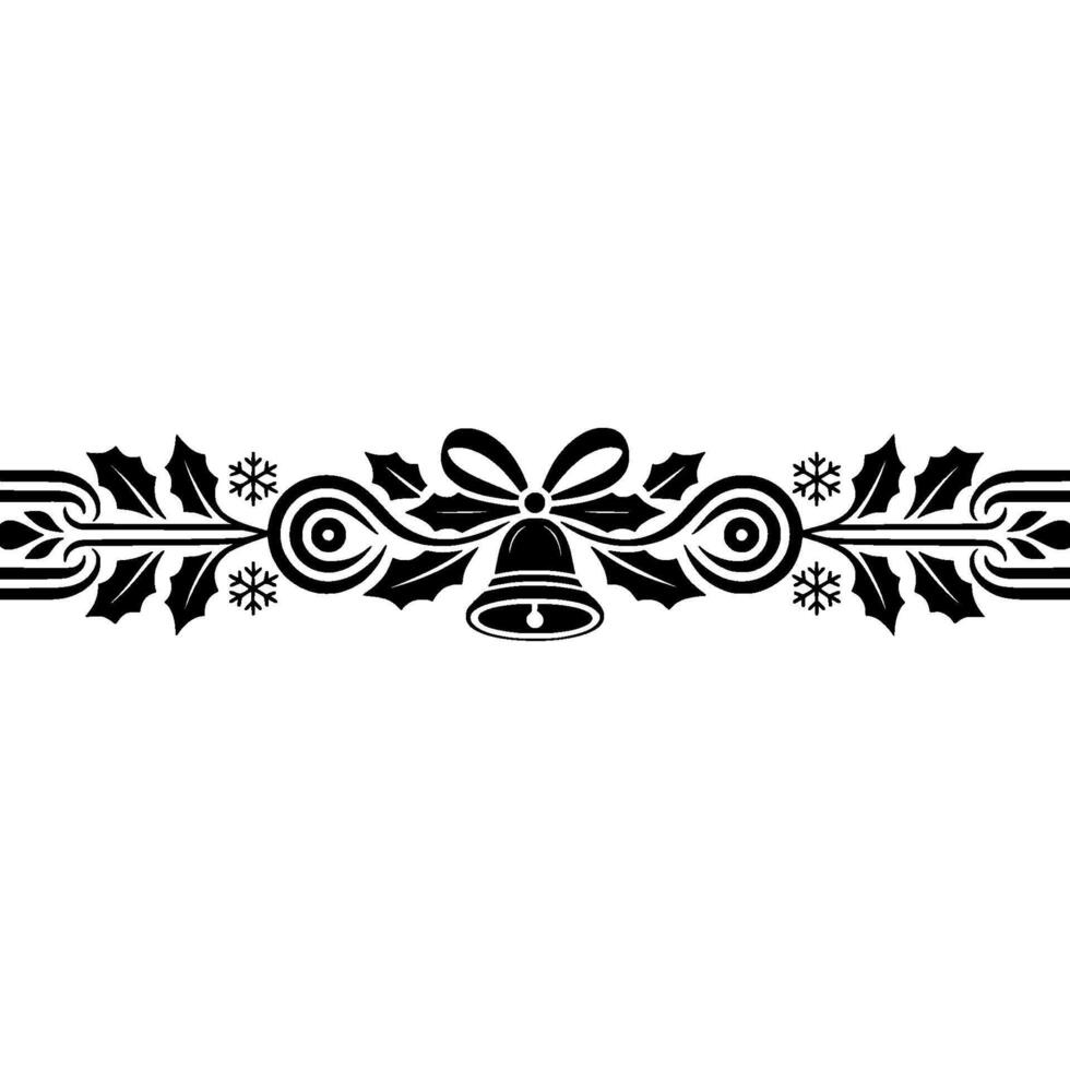 Elegant Winter Border, Holly Bells Festive vector