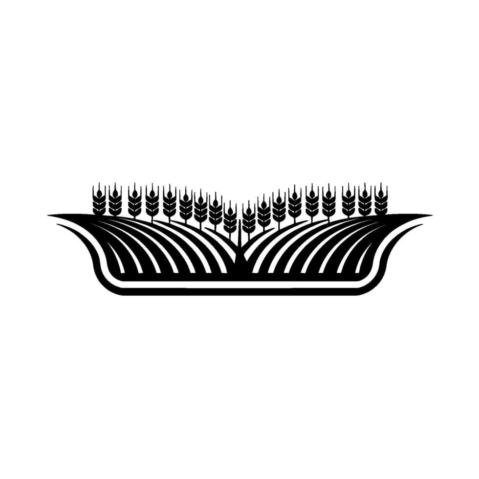 Minimalist Wheat Field Emblem, Agricultural Symbol, Landscape vector