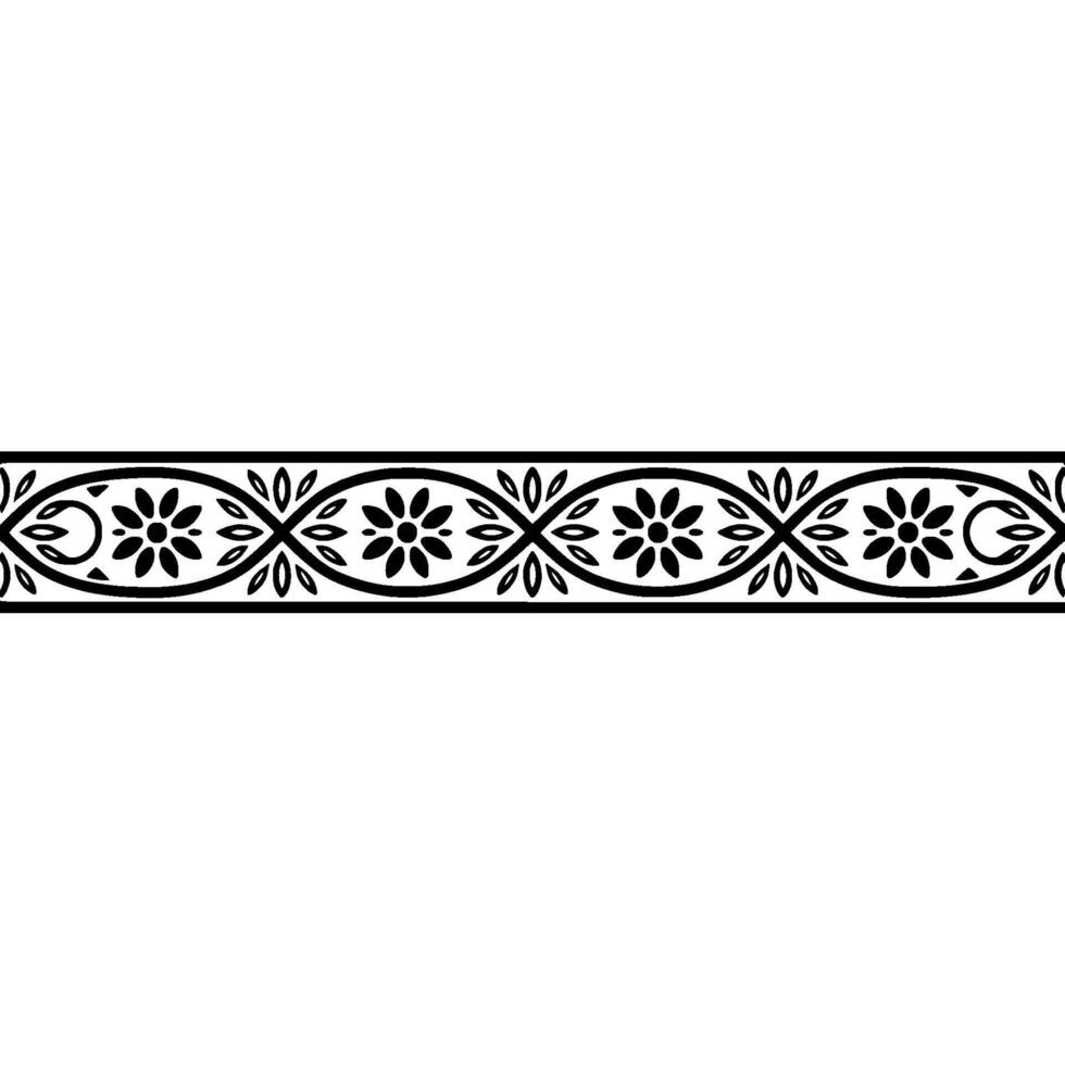 Elegant Black Floral Border, Vintage, Header vector