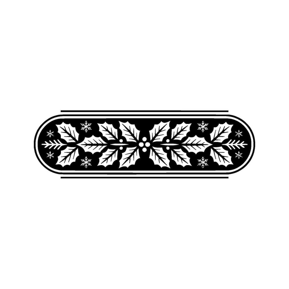 Elegant Black White Holly Border, Festive Ornamentation vector