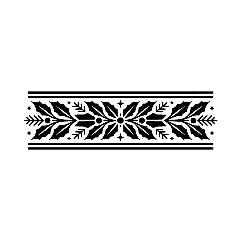 Elegant Holly Star Border, Vintage Festive vector