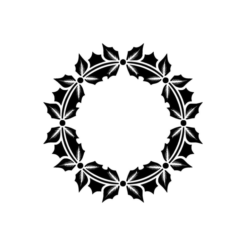 Intricate Holly Wreath, Vintage Style Border vector