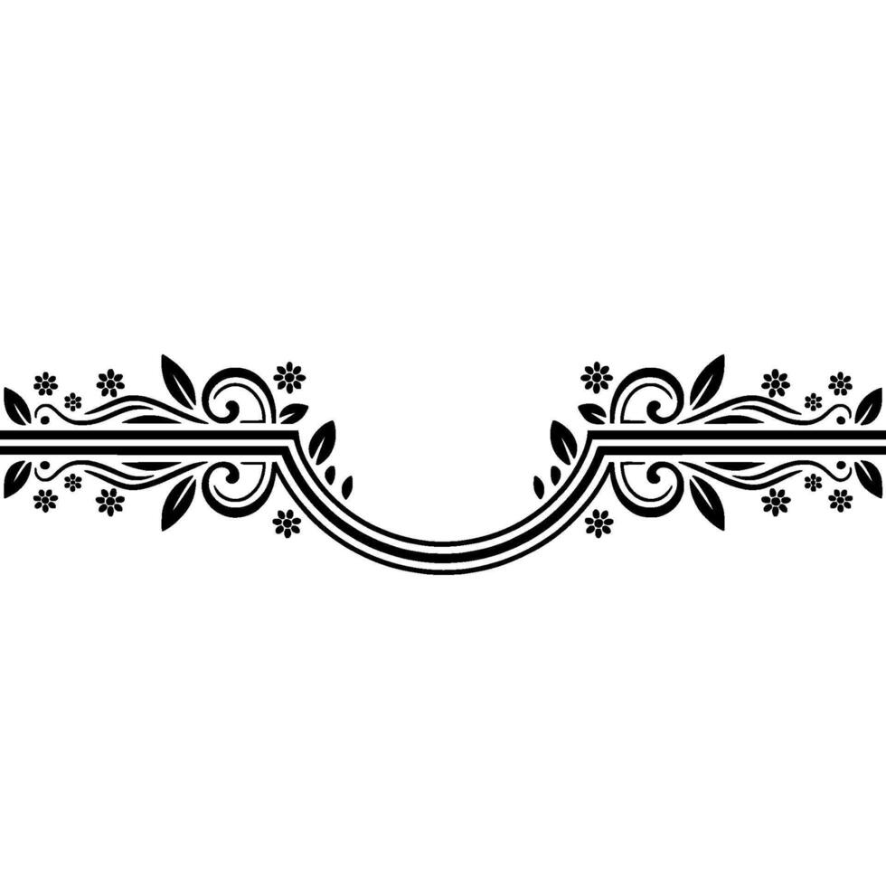 Elegant Black Floral Border, Vintage Element, Flourish vector
