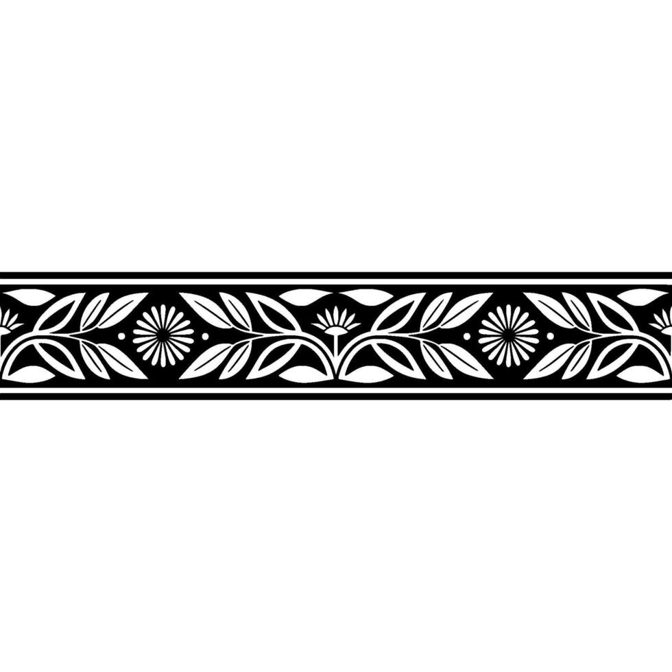 Elegant Botanical Border, Art Deco Style, Leaves vector