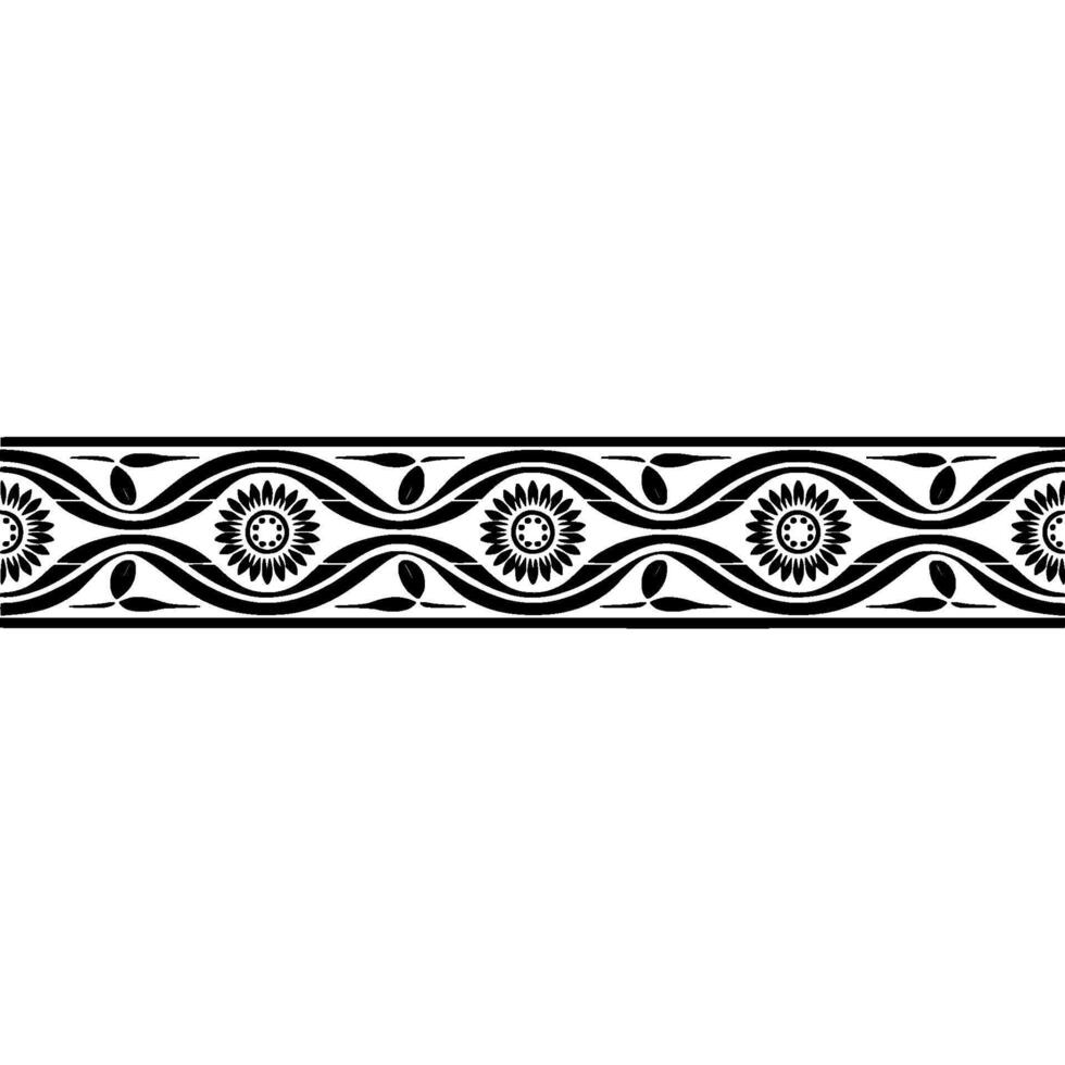Elegant Floral Border, Vintage , Decorative Element - Monochromatic vector