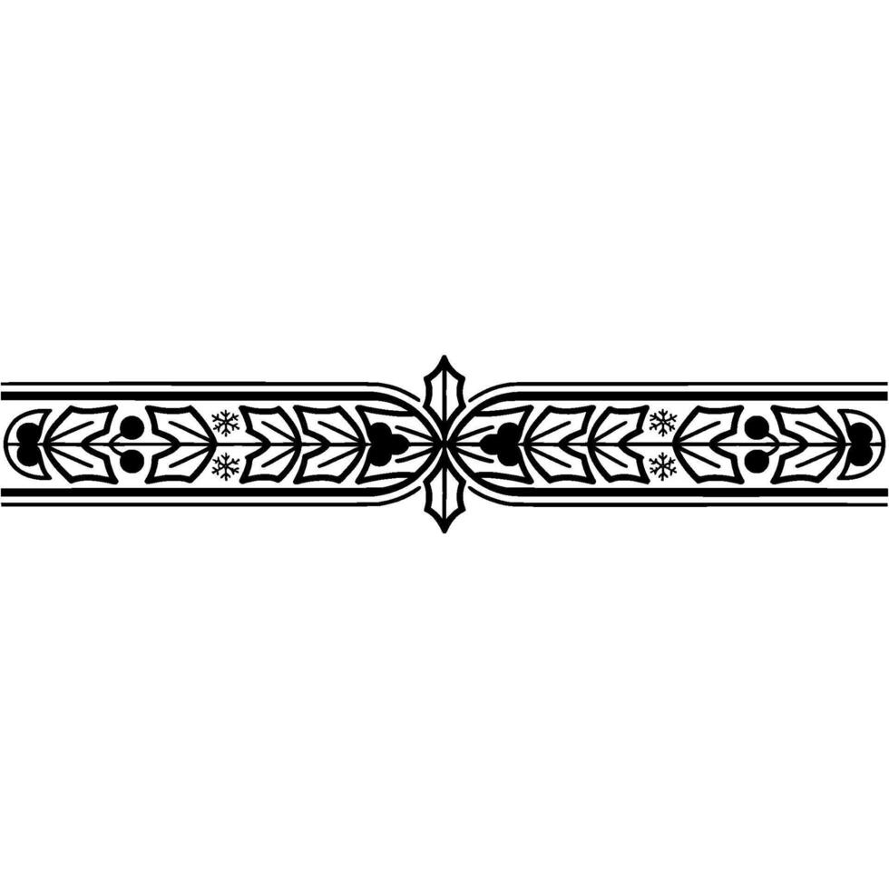 Stylized Nordic Border, Winter Motif, Decorative Element, Snowflake vector