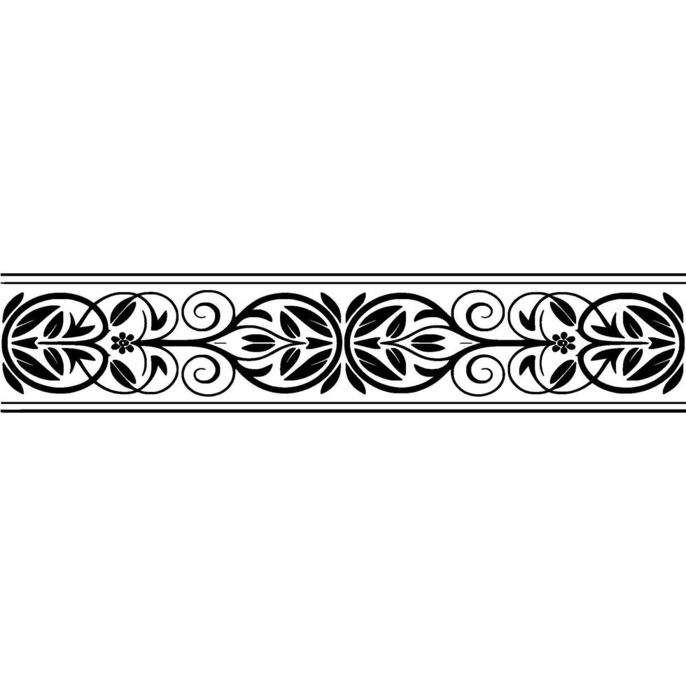 Elegant Black Floral Border, Vintage, Formal vector